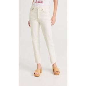 RE/DONE 90s High Rise Ankle Crop Vintage White Jeans Size 26
